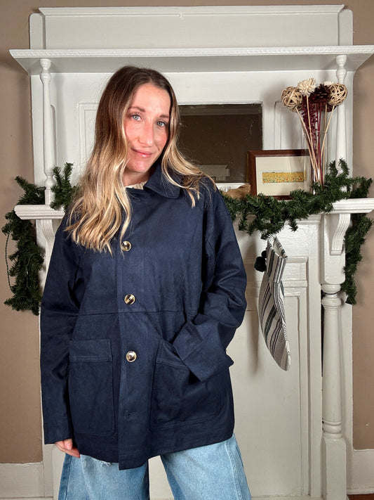 Suede Button Front Jacket