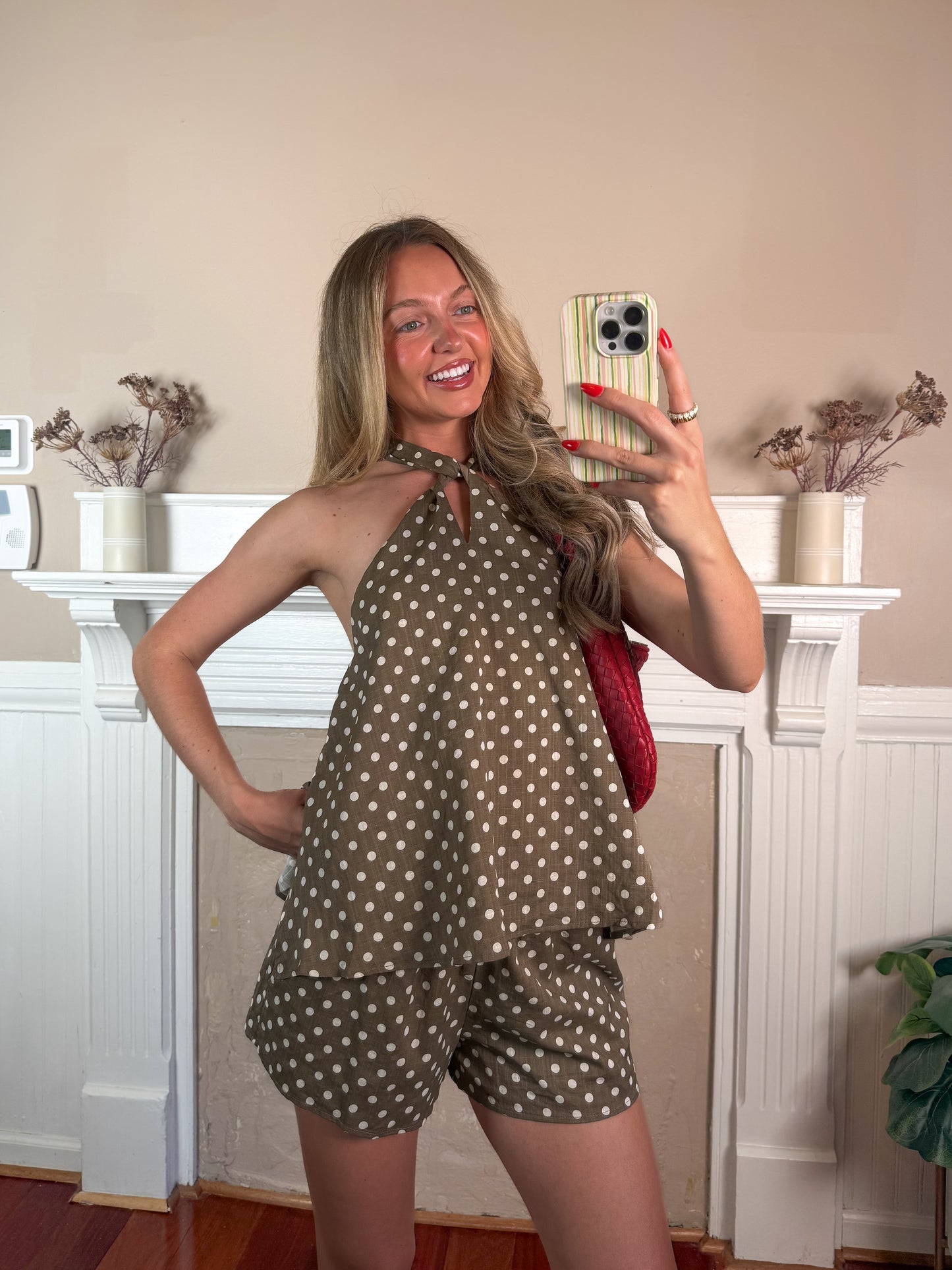 Polka Dot Halter Top and Shorts Set