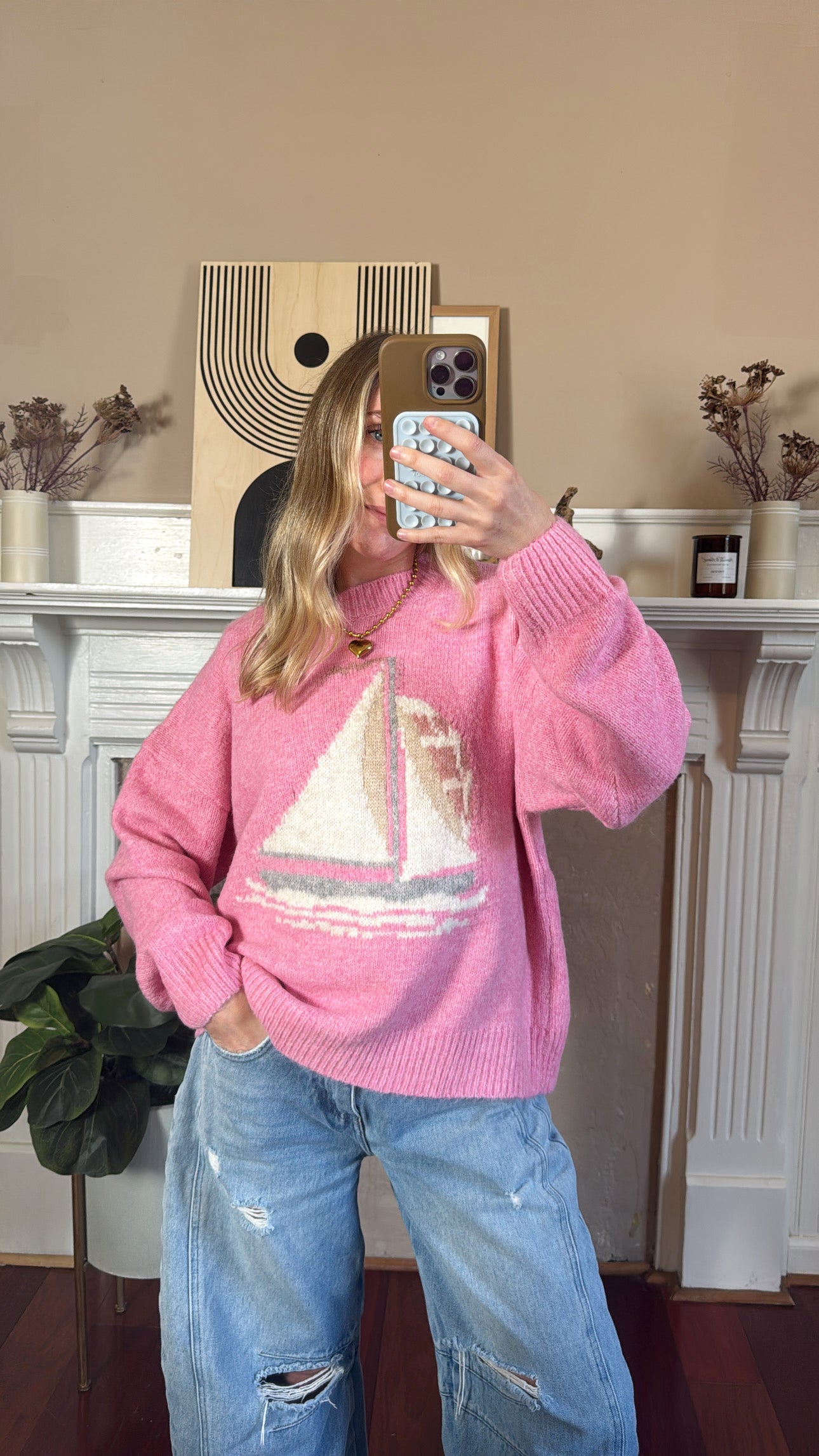 Sailboat Sweater - Pink