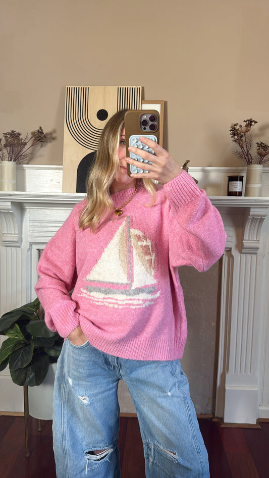 Sailboat Sweater - Pink