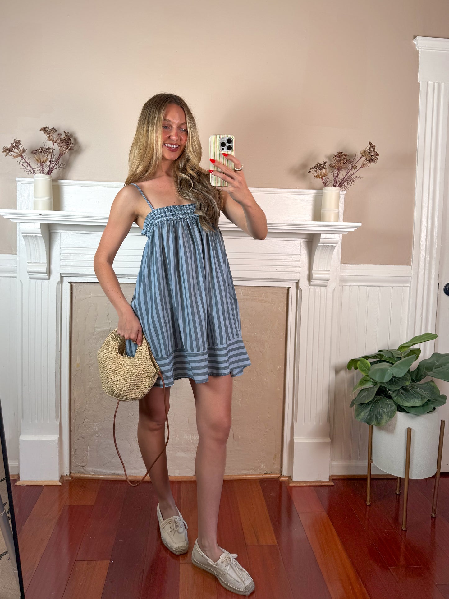 Smocked Stripe Cami Dress