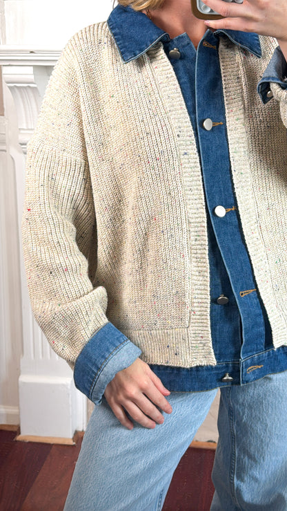 Oatmeal Denim Cardigan