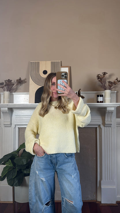 Cassie Crochet Sweater - Butter Yellow