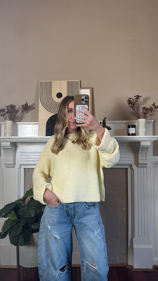 Cassie Crochet Sweater - Butter Yellow