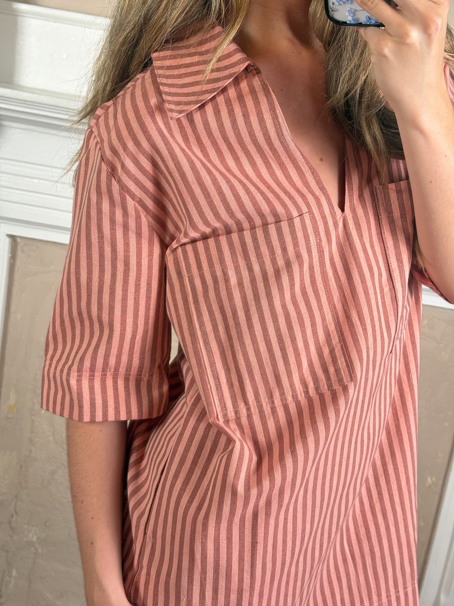 Carlie Stripe Collard Dress