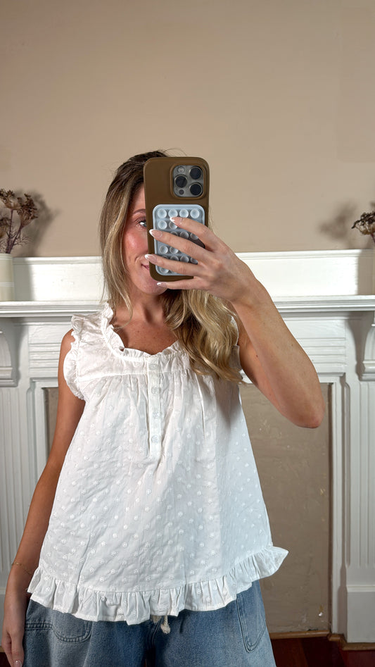 Embroidered Sleeveless Top