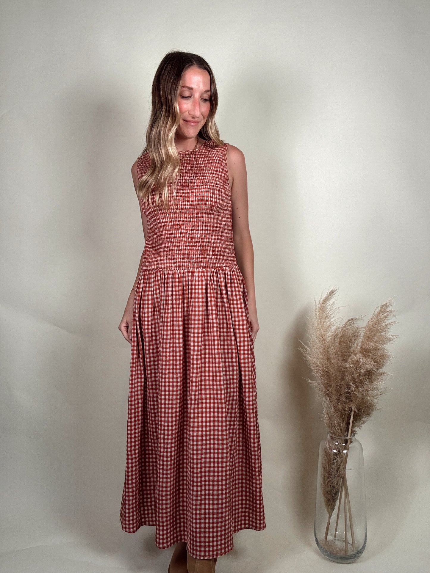 Sayler Gingham Smocked Dress