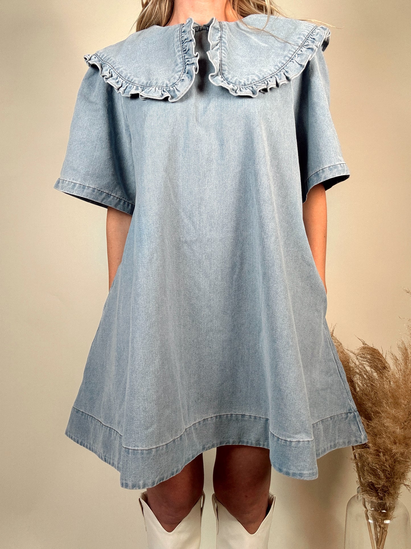 Peter Pan Collar Denim Dress