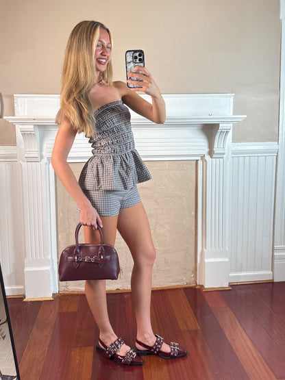 Brenda Gingham Top and Shorts Set