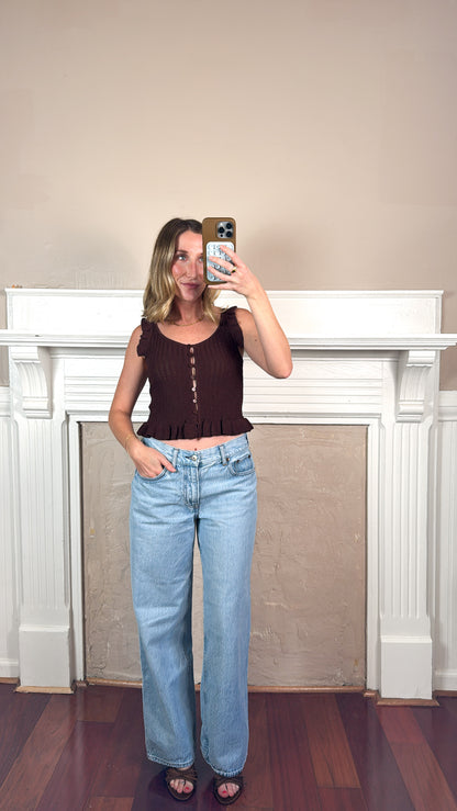 Merci Pointelle Ruffled Tank Top