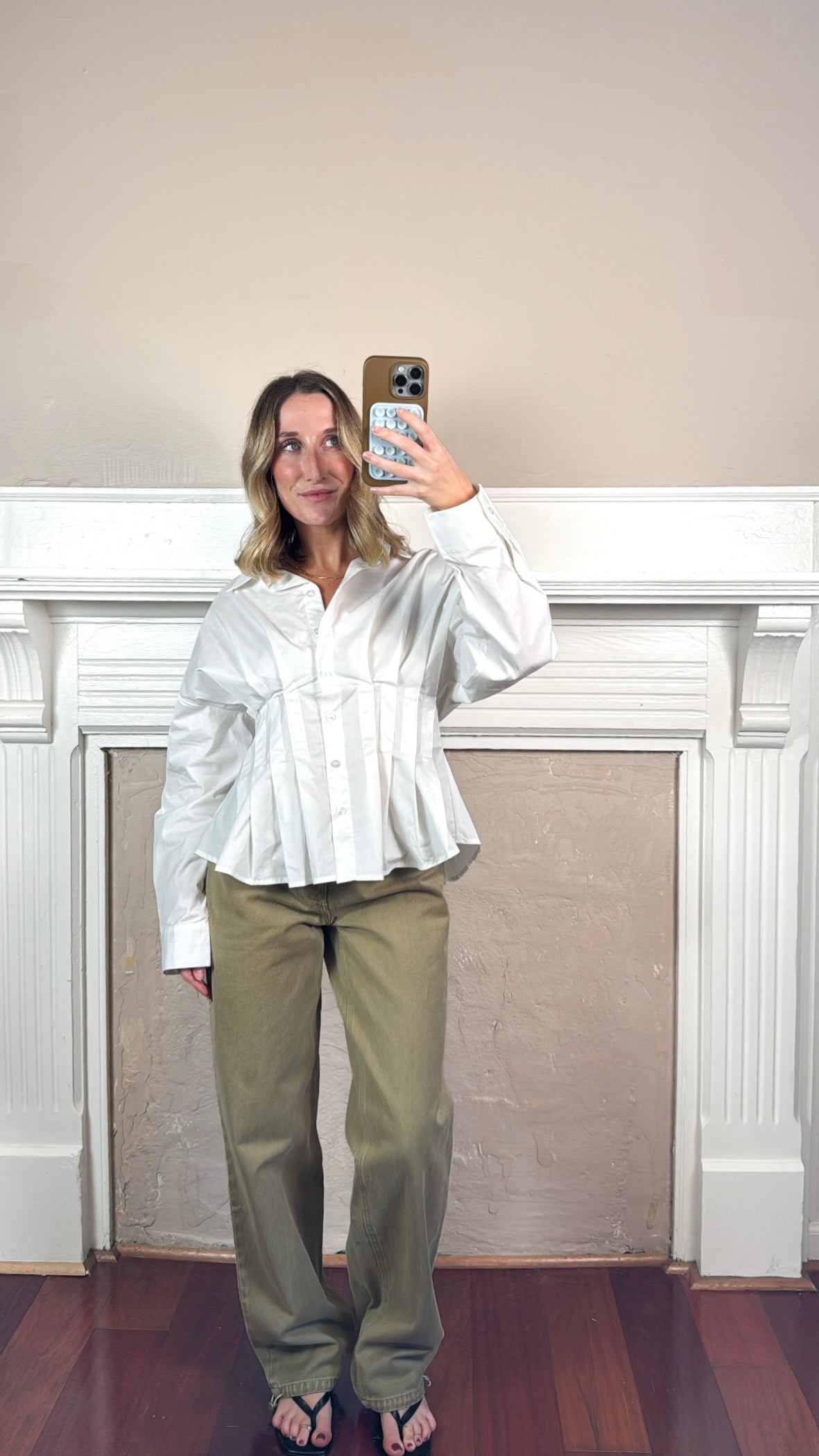 Cinched Pintuck Structured Blouse