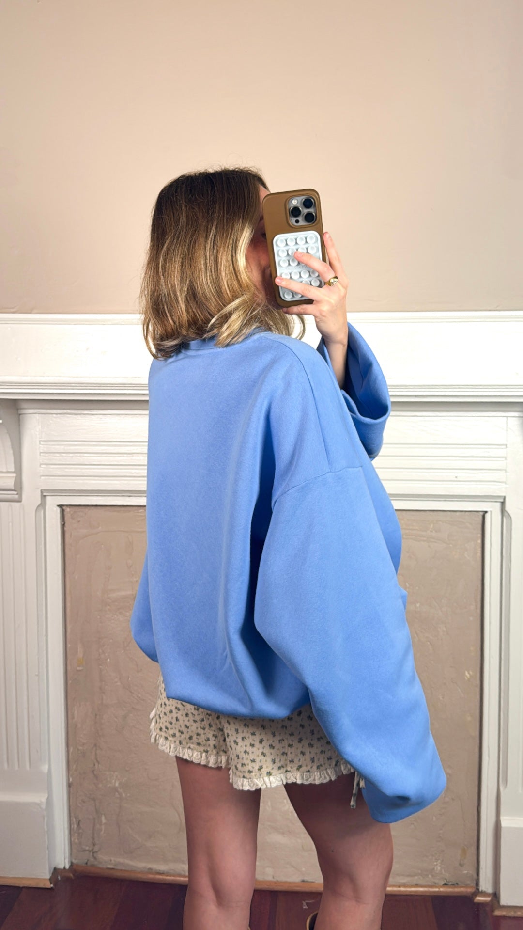 Blouson Cropped Pullover Sweatshirt