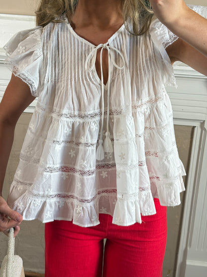 Floral Embroidered Woven Blouse - PREORDER JULY 3