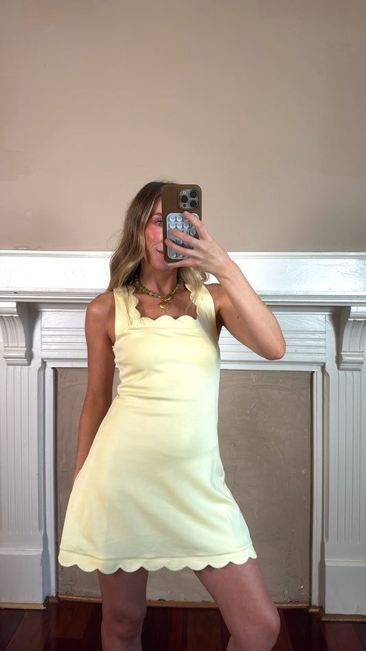 Scallop Scuba Mini Dress - Butter