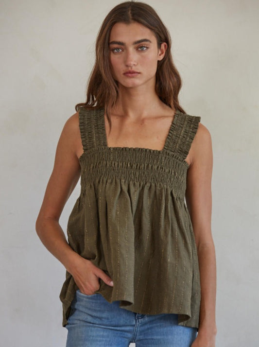 The Heather Smocked Tank Top