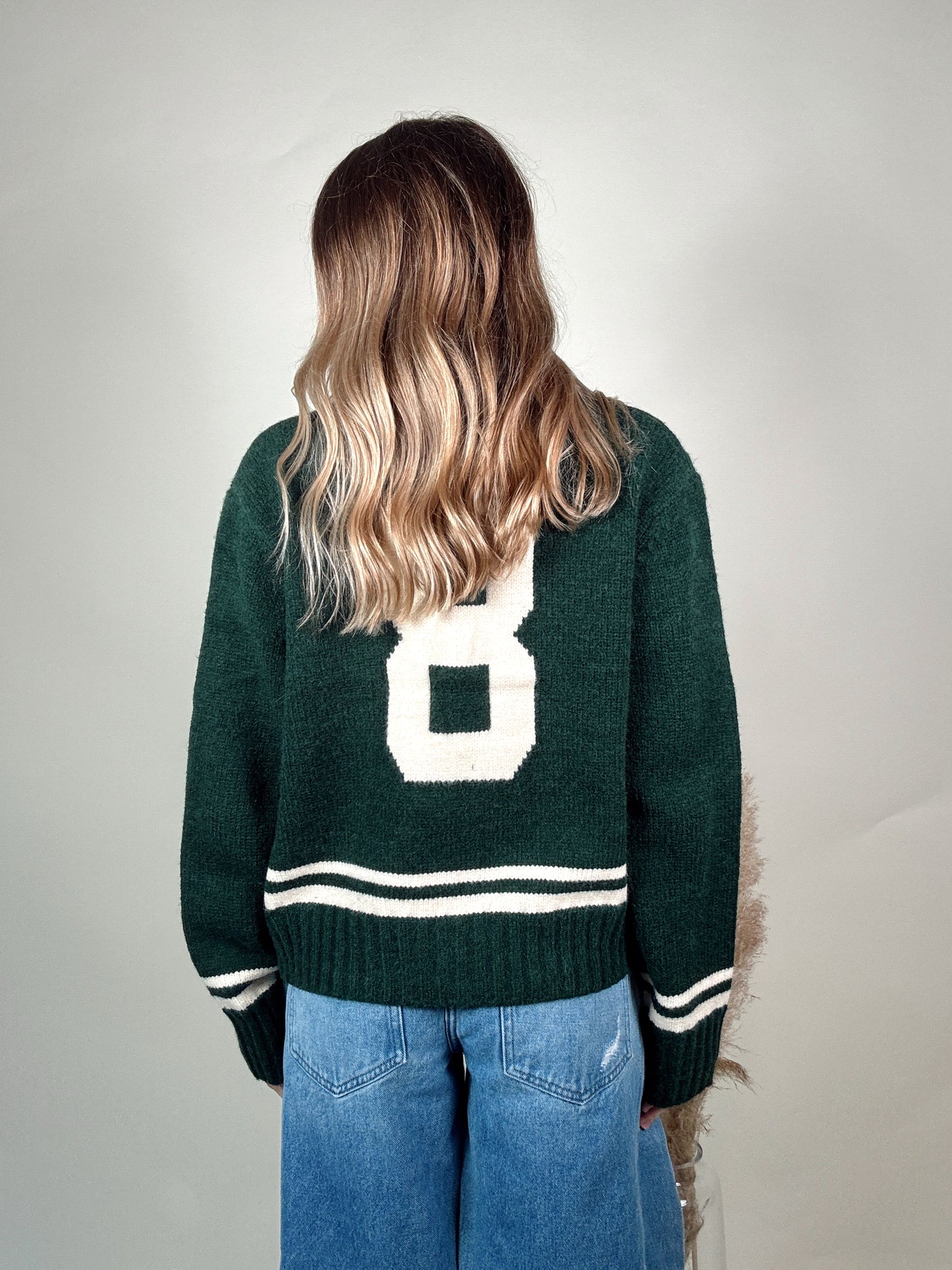 Varsity Zip-Up Knit Jacket - No.8