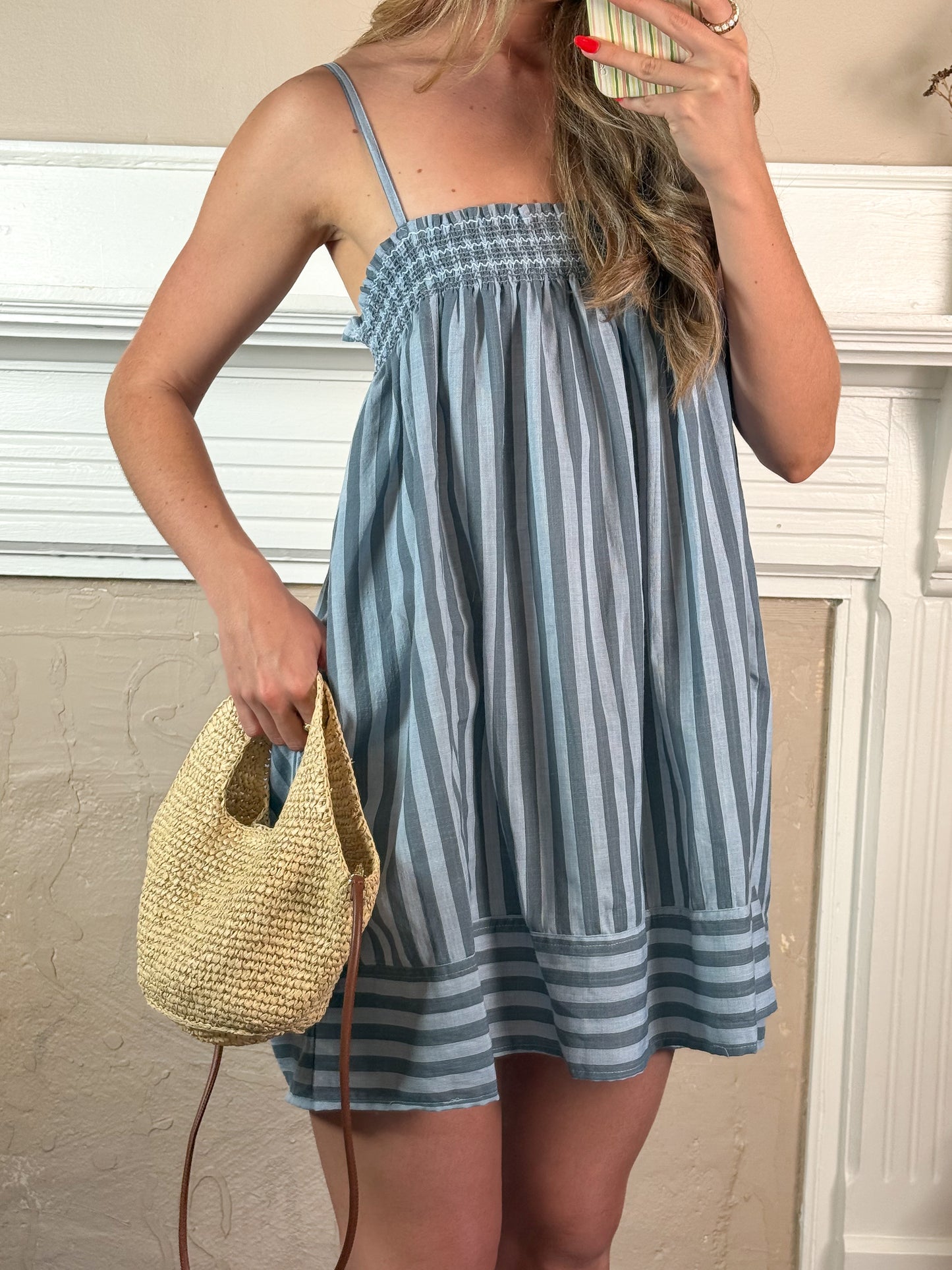 Smocked Stripe Cami Dress