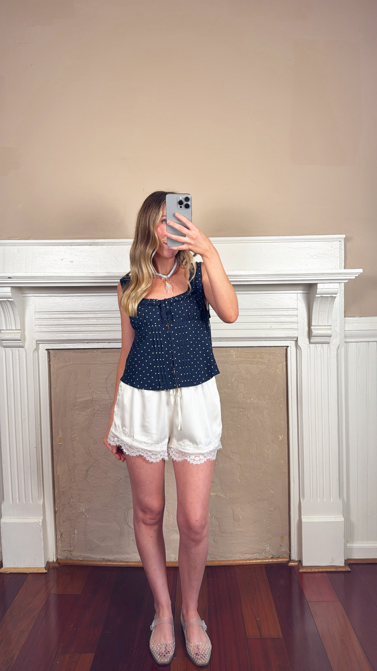 Satin Lace Shorts - White