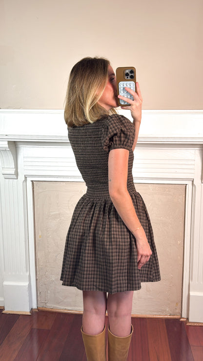 Angela Plaid Smocked Mini Dress
