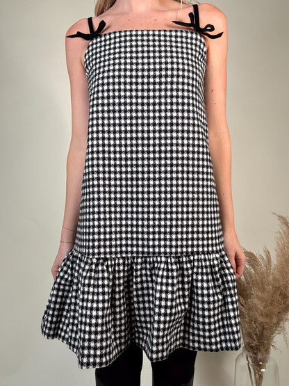 Penelope Plaid Dress - Black/White