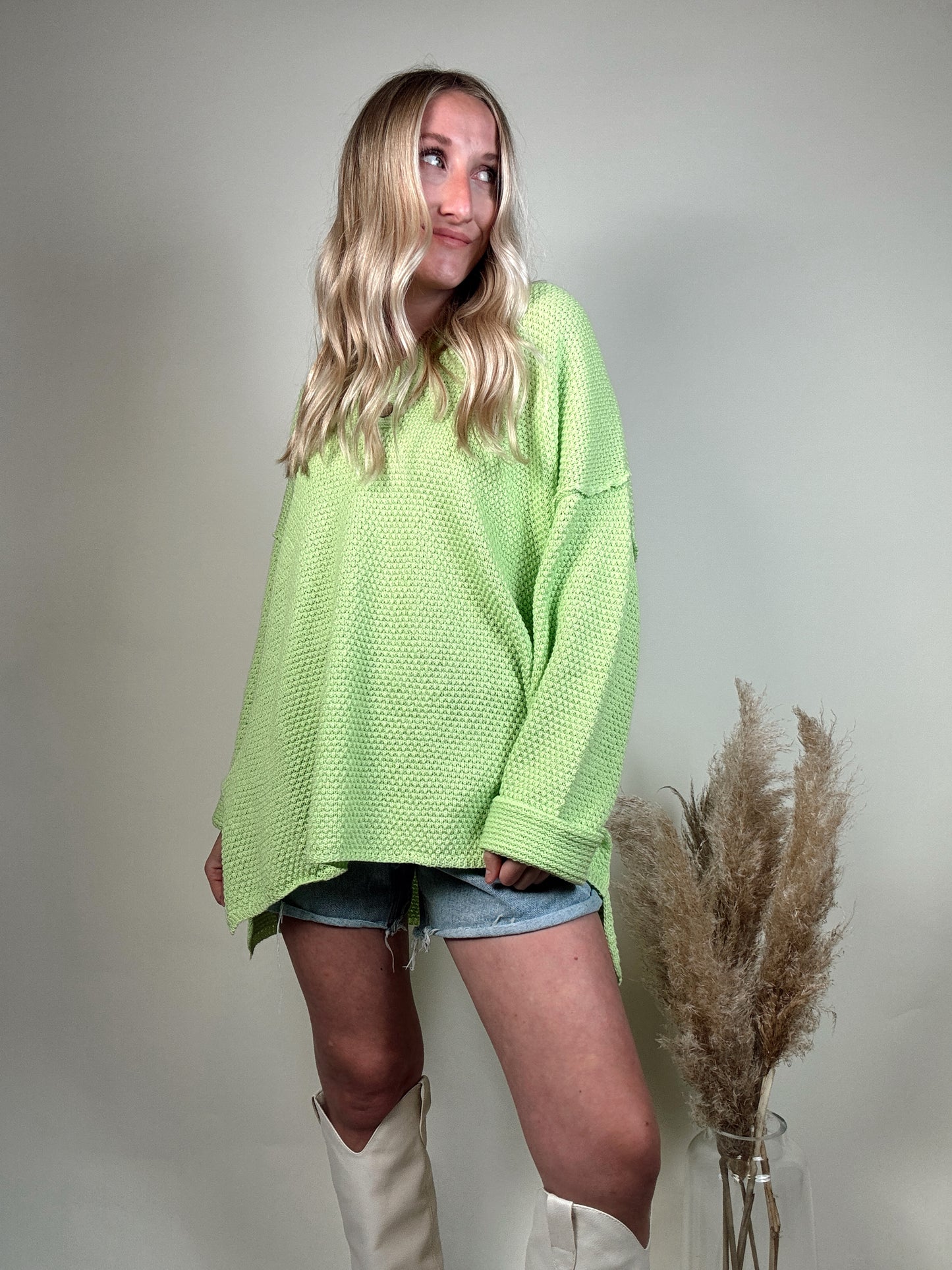 Lime Henley Top