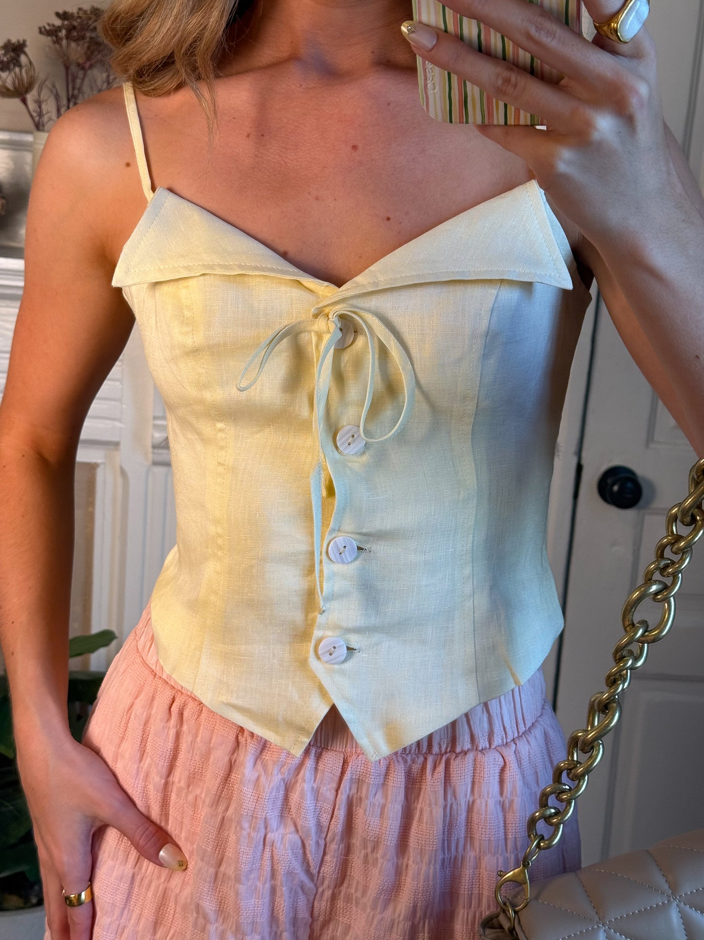 Leslie Linen Top - Butter Yellow