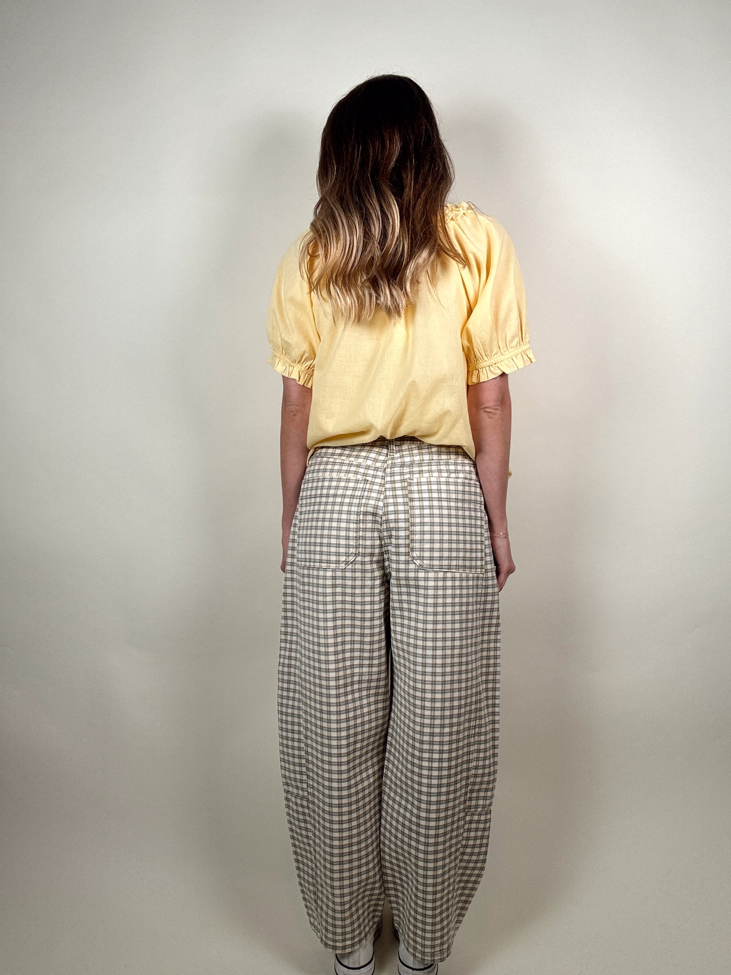 Checkered Barrel Jeans