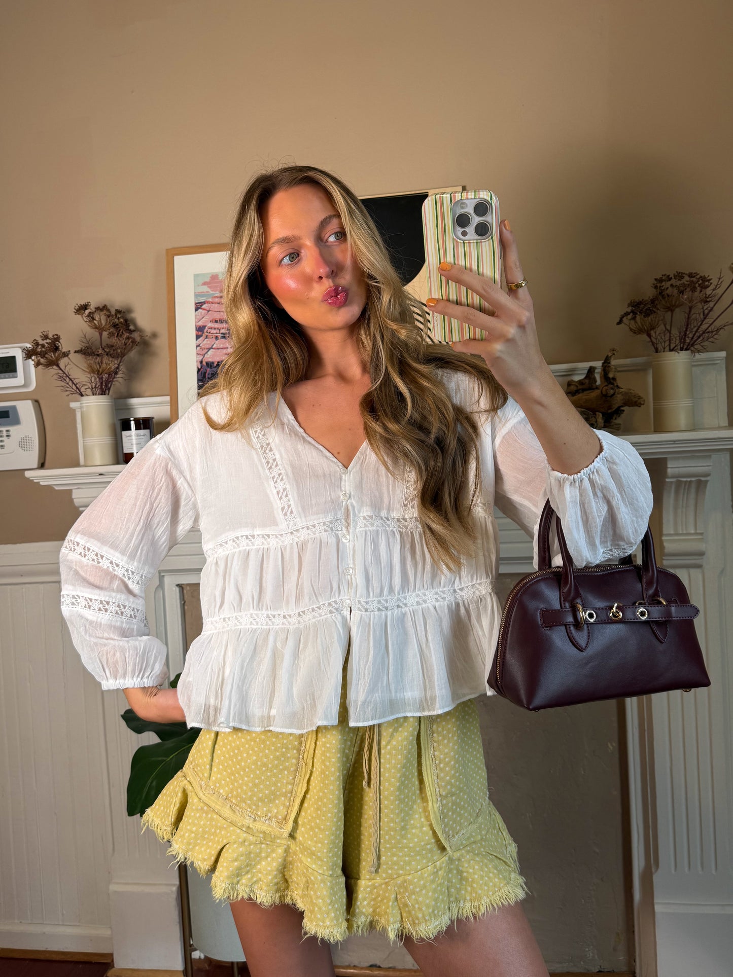 V-Neck Ruffle Blouse