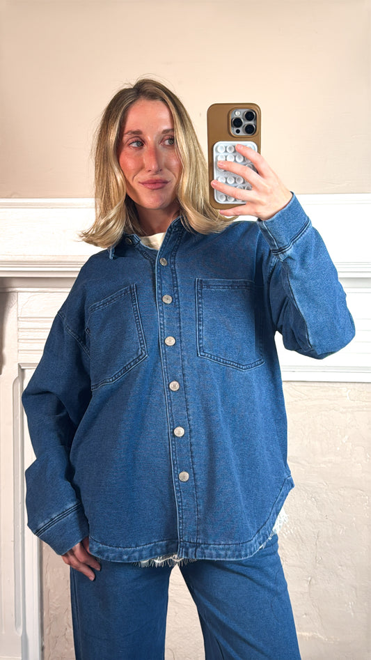 Knit Cotton Button Down Jacket
