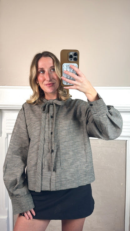 Mojo Plaid Bow Tied Collar Shirt