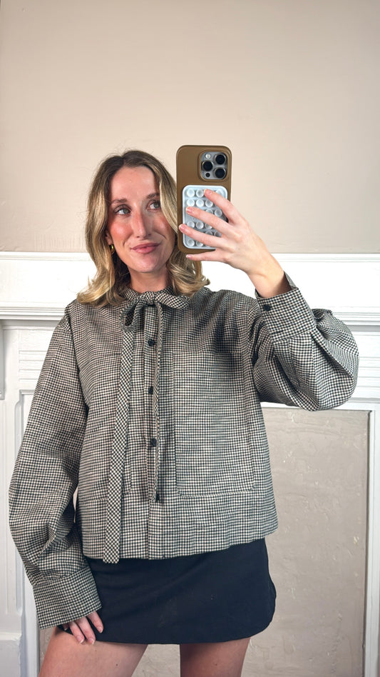 Mojo Plaid Bow Tied Collar Shirt