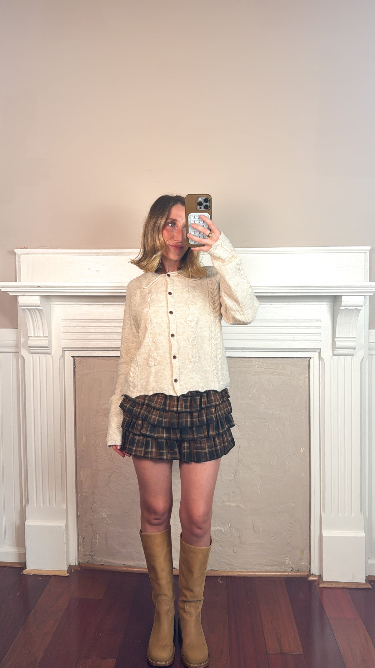 Plaid Tiered Ruffle Mini Shorts