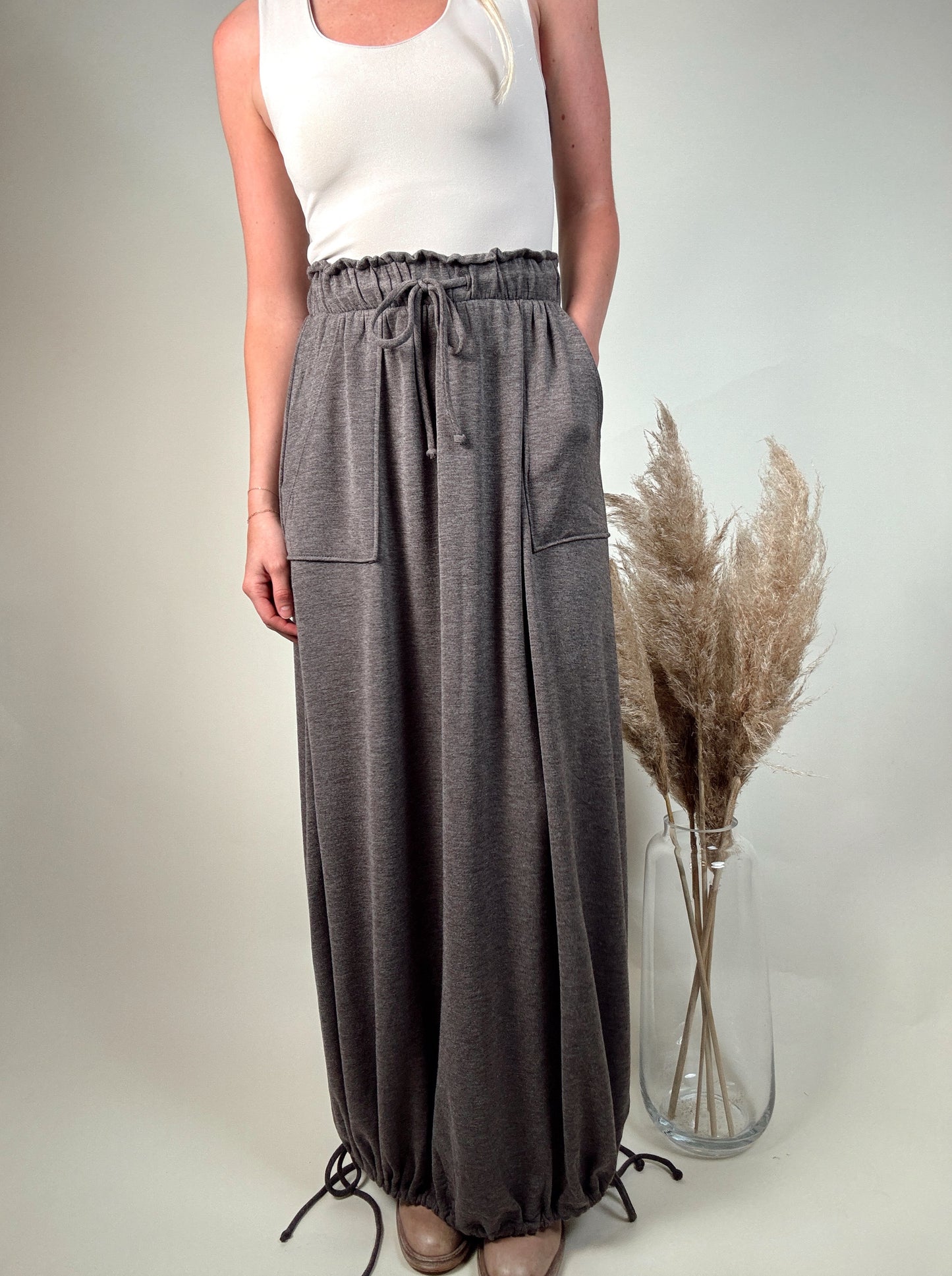 All in Drawstring Maxi Skirt