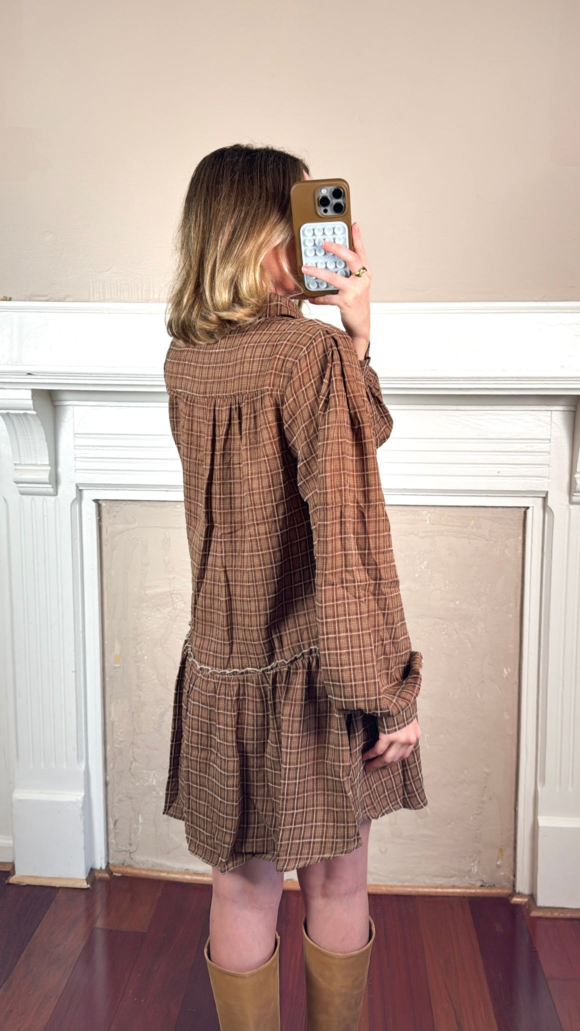 Caden Plaid Shirt Mini Dress