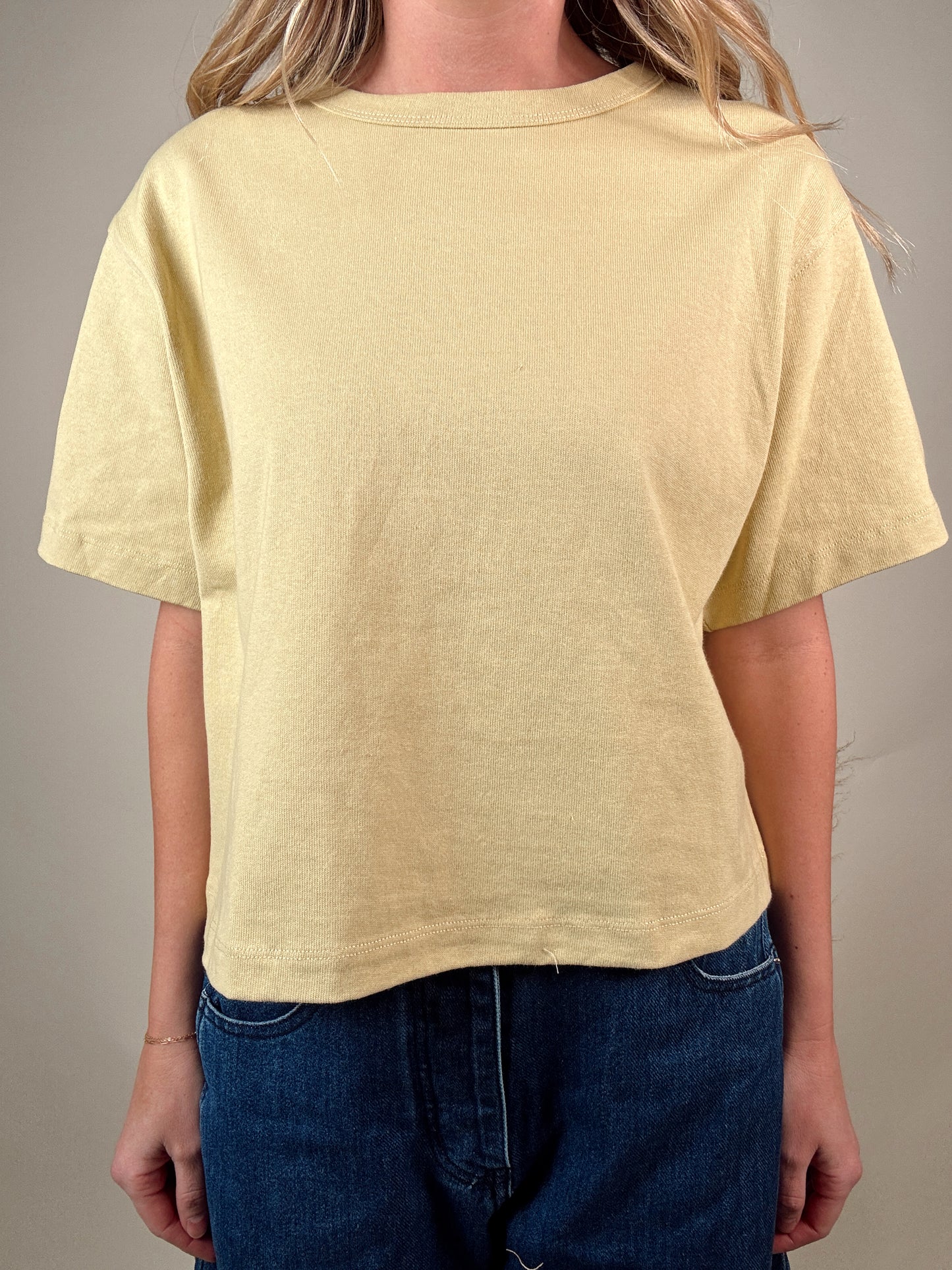 Short Sleeve Boxy Top - Lemon