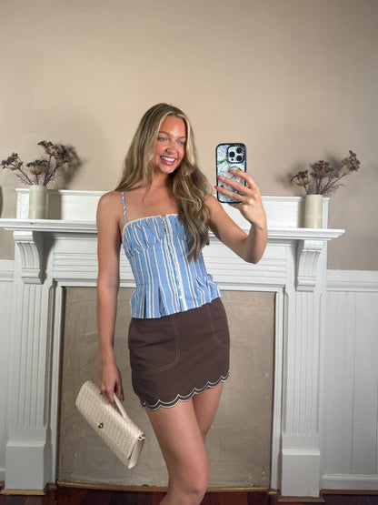 Scallop Hem Mini Skirt