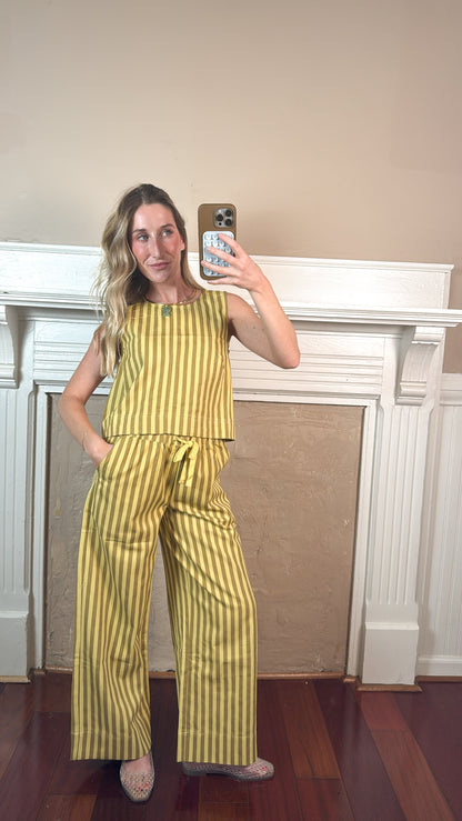 Kenny Striped Top and Pants Set - Yellow