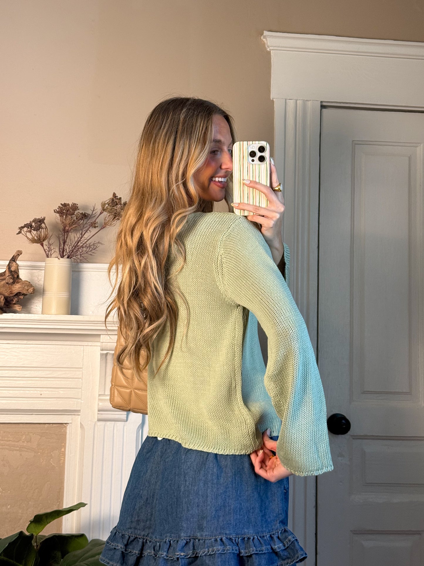 The Tala Sweater | Keyhole Knit Sweater Sage Green