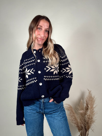Nordic Snowflake Knit Cardigan
