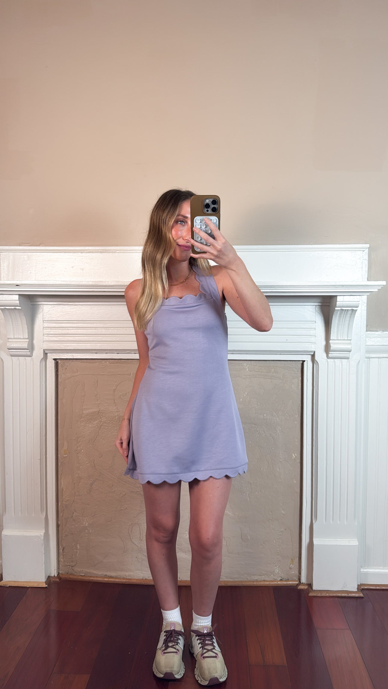 Scallop Scuba Mini Dress - Lavender