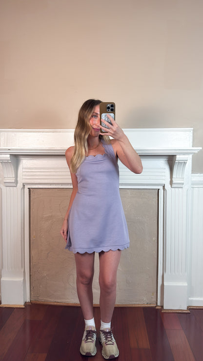 Scallop Scuba Mini Dress - Lavender