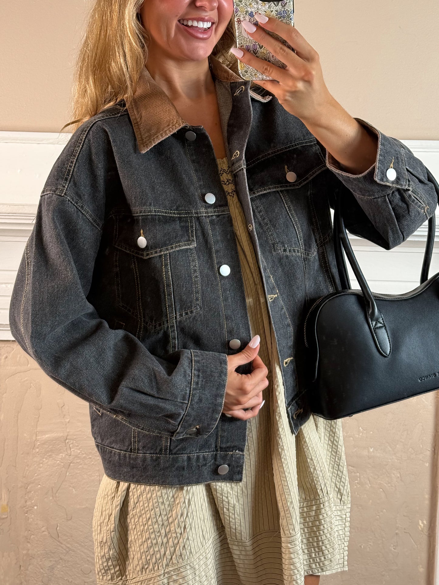 Mix Media Oversize Denim Jacket