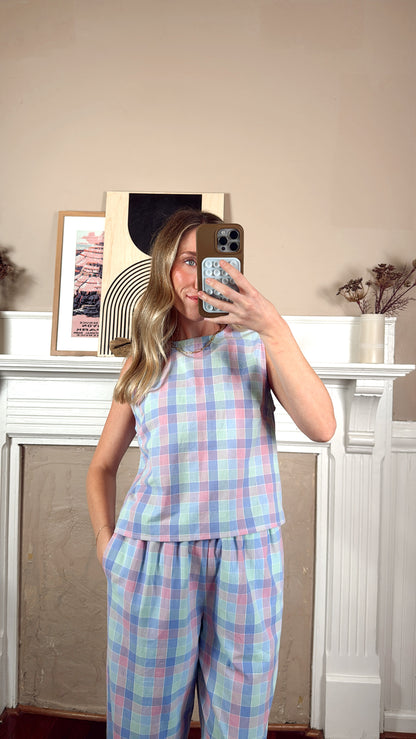 Multi Plaid Top and Pants Set