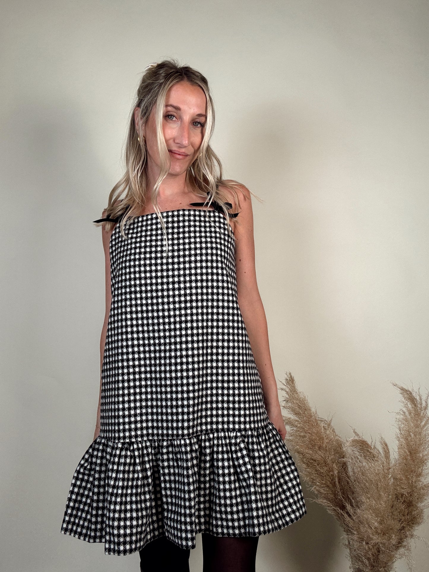 Penelope Plaid Dress - Black/White