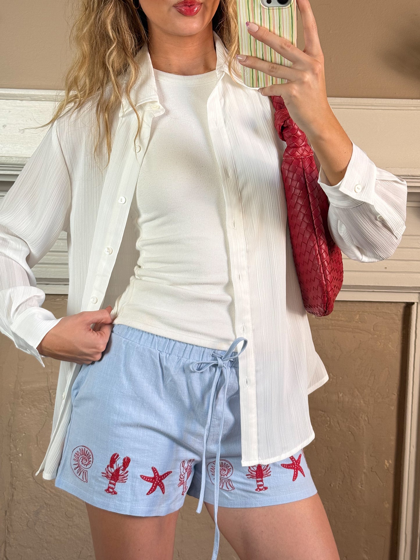 Sea Life Embroidered Shorts