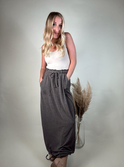 All in Drawstring Maxi Skirt