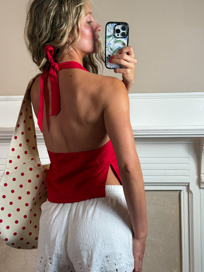 Charlie Halter Linen Top
