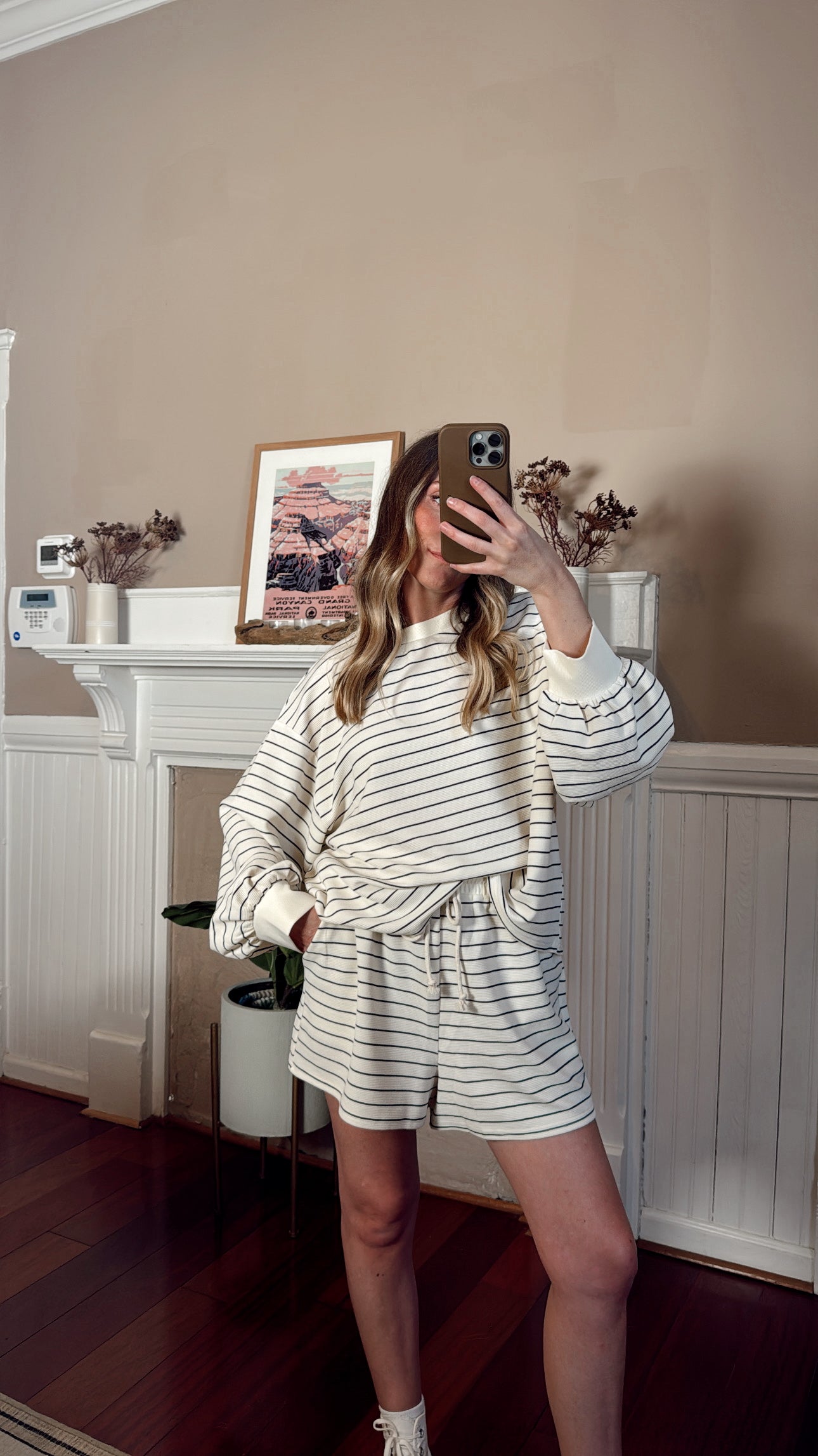 Andrea Striped Top and Shorts Lounge Set