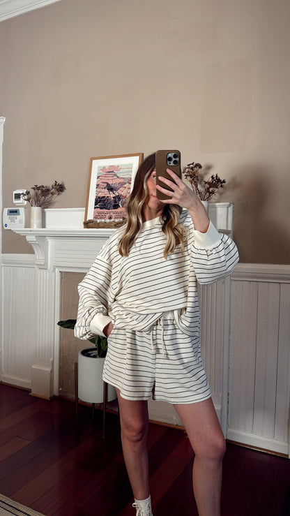 Andrea Striped Top and Shorts Lounge Set