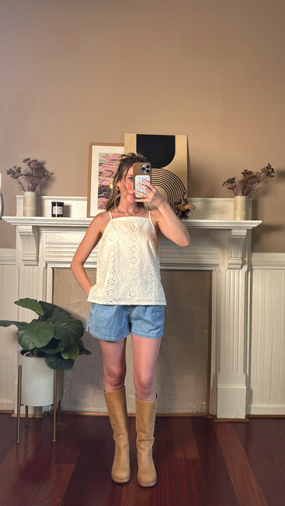 Eyelet Lace Sleeveless Top